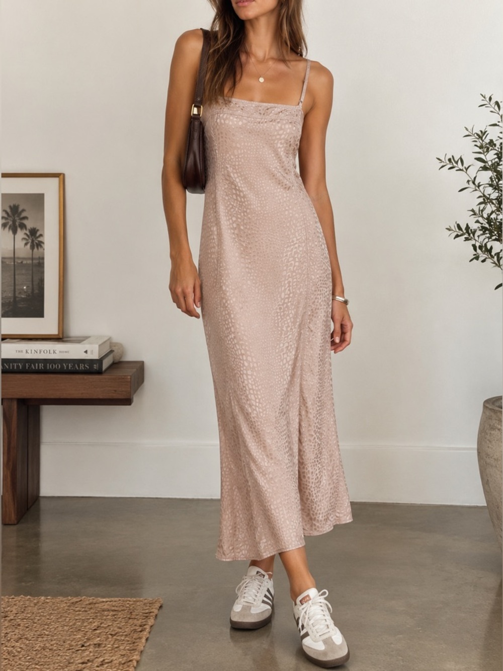 MALIZIA by LA PERLA Vintage Y2K 90s Silk Blush Pink Midi Slip Dress \\ M